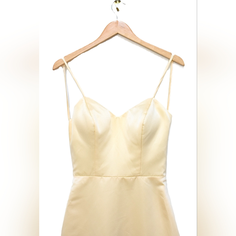 Butter Yellow Mermaid Floor Length Prom Dress Backless Fitted Size S Formal - Picture 4 of 11